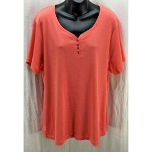 Karen Scott Top Plus 2X Orange Scoop Neck New